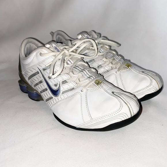 Nike Shoes - Nike Shox VT White Metallic Silver Blue Womens Running Shoes 312756-141 Size 8‎